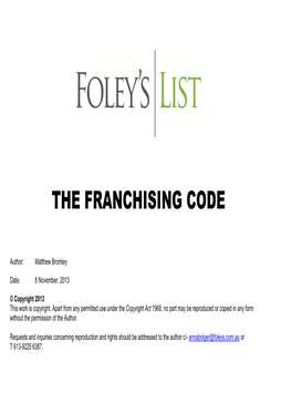 The Franchising Code