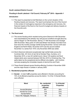South Lakeland District Council Flooding in South Lakeland
