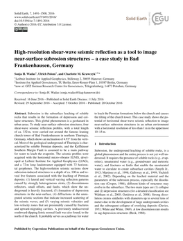 High-Resolution Shear-Wave Seismic Reflection As a Tool to Image Near