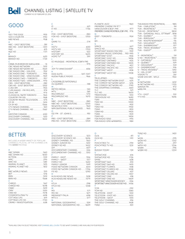 Channel Listing Satellite Tv Current As of February 25, 2016