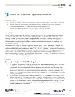 Lesson 15: Why Were Logarithms Developed?