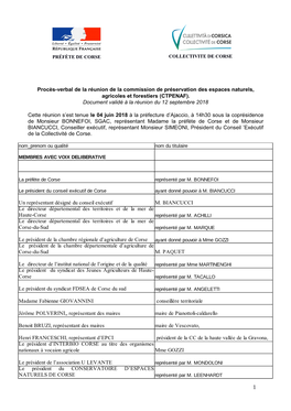 Procès-Verbal De La Réunion De La Commission De Préservation Des Espaces Naturels, Agricoles Et Forestiers (CTPENAF). Documen