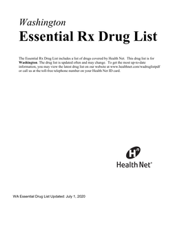 WA Essential Drug List Updated: July 1, 2020