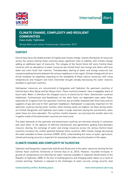 International Alert's Tajikistan Case Study, Climate Change, Complexity and Resilient Communities