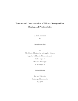 Femtosecond Laser Ablation of Silicon: Nanoparticles, Doping and Photovoltaics