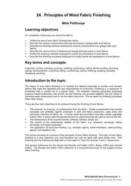 24. Principles of Wool Fabric Finishing