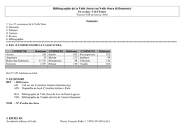 Bibliographie De La Valle Stura (Ou Valle Stura Di Demonte) En Occitan : Val D’Estura Version V2B De Janvier 2016