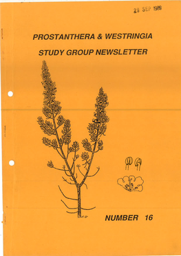 S'tudy Group Ivewsletter Prostanthera & Westringia Study Group Newsletter No