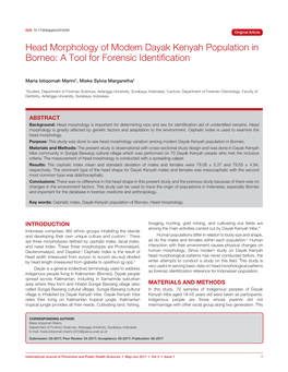 Head Morphology of Modern Dayak Kenyah Population in Borneo: a Tool for Forensic Identification