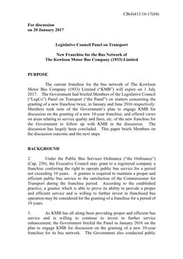 For Discussion on 20 January 2017 Legislative Council Panel On