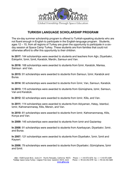 Turkish Language Scholarship Program