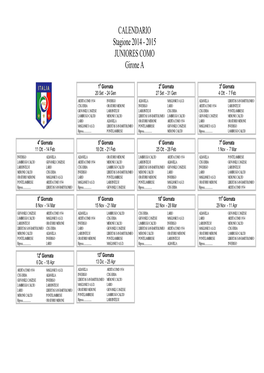 CALENDARIO Stagione 2014 - 2015 JUNIORES COMO Girone A