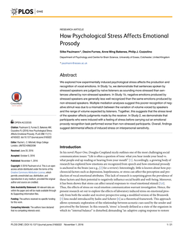 How Psychological Stress Affects Emotional Prosody