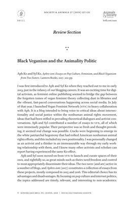 Black Veganism and the Animality Politic