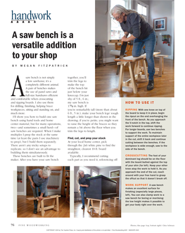 Handwork a Saw Bench Is a Versatile Addition to Your Shop