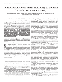 Graphene Nanoribbon Fets: Technology Exploration for Performance and Reliability Mihir R