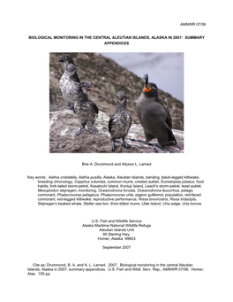 Biological Monitoring in the Central Aleutian Islands, Alaska in 2007: Summary Appendices