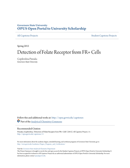 Detection of Folate Receptor from FR+ Cells Gopikrishna Pinnaka Governors State University