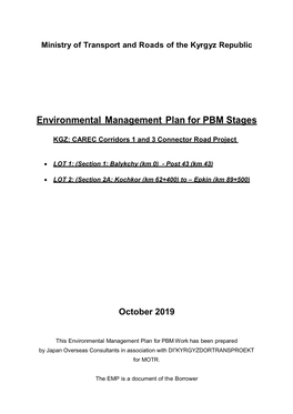 Environmental Management Plan for PBM Stages