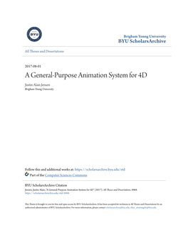 A General-Purpose Animation System for 4D Justin Alain Jensen Brigham Young University