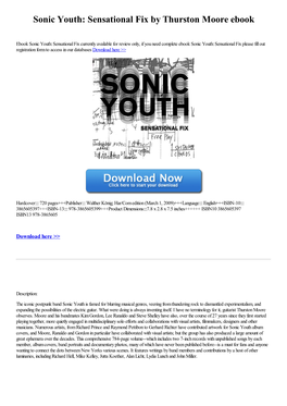 Sonic Youth: Sensational Fix by Thurston Moore Ebook