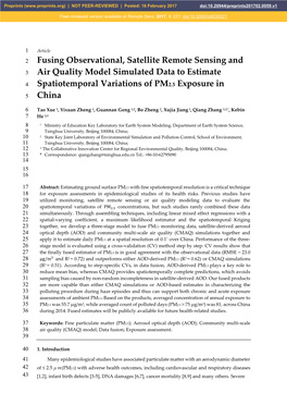 Fusing Observational, Satellite Remote Sensing and 3 Air Quality Model Simulated Data to Estimate 4 Spatiotemporal Variations of PM2.5 Exposure in 5 China