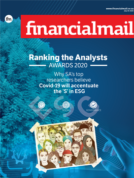 Ranking the Analysts AWARDS 2020 Why SA’S Top Researchers Believe Covid-19 Will Accentuate the ‘S’ in ESG