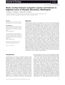 Witczuk, J., S. Pagacz, J. Gliwicz and L.S. Mills. 2015. Niche Overlap Between Sympatric Coyotes