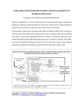 Yoga Practices for Prevention and Management of Diabetes Mellitus