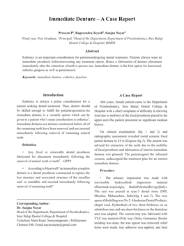 Immediate Denture – a Case Report