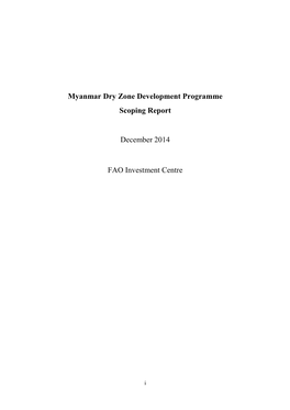 Myanmar Dry Zone Development Programme Scoping Report