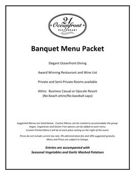 Banquet Menu Packet