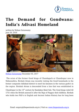 The Demand for Gondwana: India's Adivasi Homeland