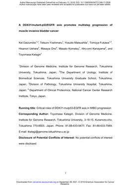 A DDX31/Mutant-P53/EGFR Axis Promotes Multistep Progression Of