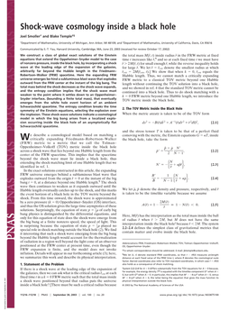 Shock-Wave Cosmology Inside a Black Hole