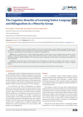 The Cognitive Benefits of Learning Native Language and Bilingualism in a Minority Group