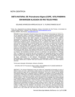 NOTA CIENTÍFICA DIETA NATURAL DE Prionobrama Filigera