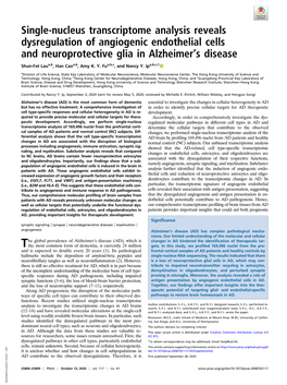 Single-Nucleus Transcriptome Analysis Reveals Dysregulation of Angiogenic Endothelial Cells and Neuroprotective Glia in Alzheimer’S Disease