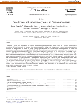 Non-Steroidal Anti-Inflammatory Drugs in Parkinson's Disease