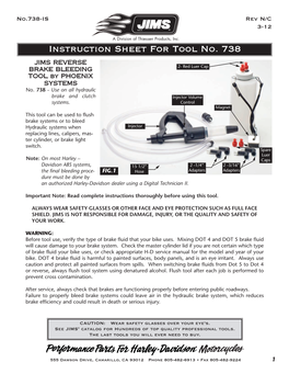 Instruction Sheet for Tool No. 738