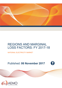 Regions and Marginal Loss Factors: Fy 2017-18