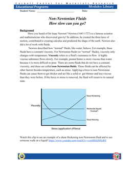 Non-Newtonian​ ​Fluids How​ ​Slow​ ​Can​ ​You​ ​Go?