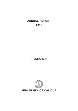 Annual Report 2015 Research University of Calicut