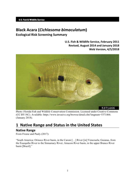 Cichlasoma Bimaculatum) Ecological Risk Screening Summary