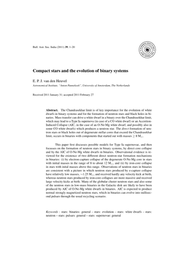 Compact Stars and the Evolution of Binary Systems