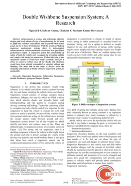 Double Wishbone Suspension System; a Research