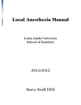 Local Anesthesia Manual Local Anesthesia