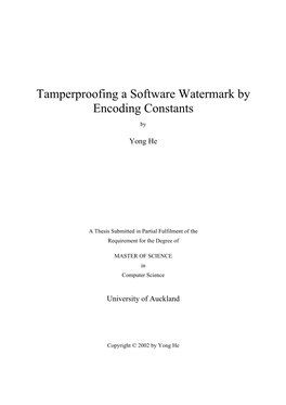 Tamperproofing a Software Watermark by Encoding Constants