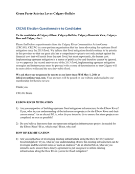 CRCAG Election Questionnaire to Candidates