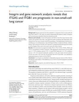 Integrin and Gene Network Analysis Reveals That ITGA5 and ITGB1 Are Prognostic in Non-Small-Cell Lung Cancer